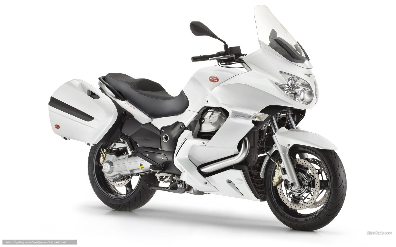 white motorcycle with luggage