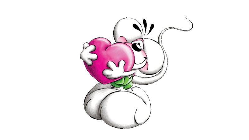 White Mouse Hugging Heart