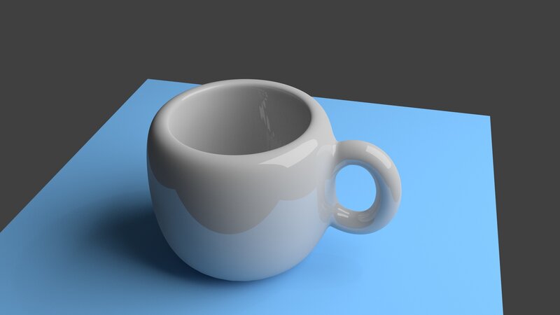 white mug on blue surface