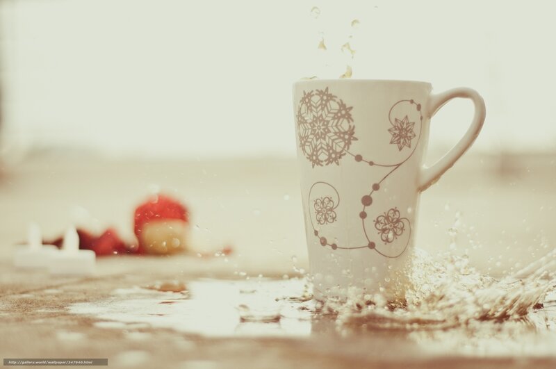 White Mug Splashing Water — Brown