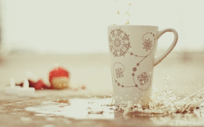White Mug Splashing Water — Calm, Photograph