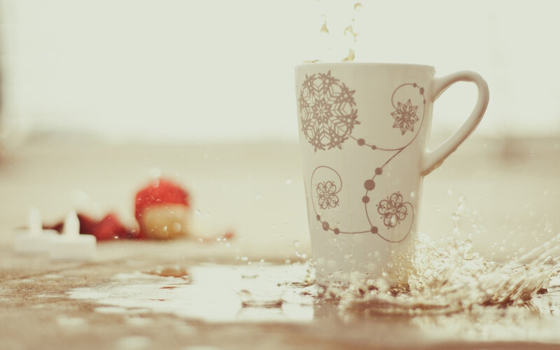 White Mug Splashing Water — Calm