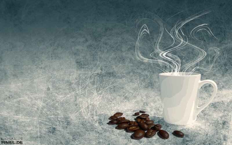 White Mug with Coffee Beans