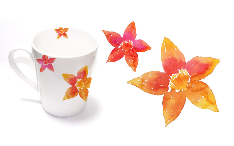 White Mug with Flowers