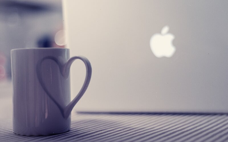 White Mug with Heart Handle — Calm