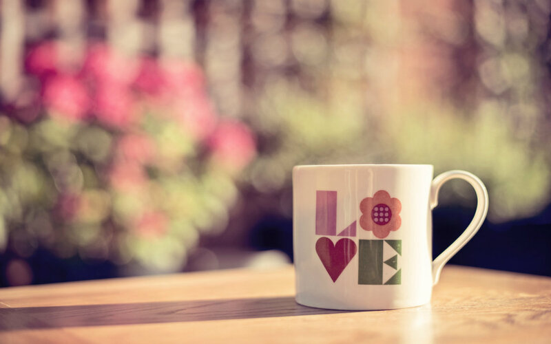 White Mug with Love Design — Calm