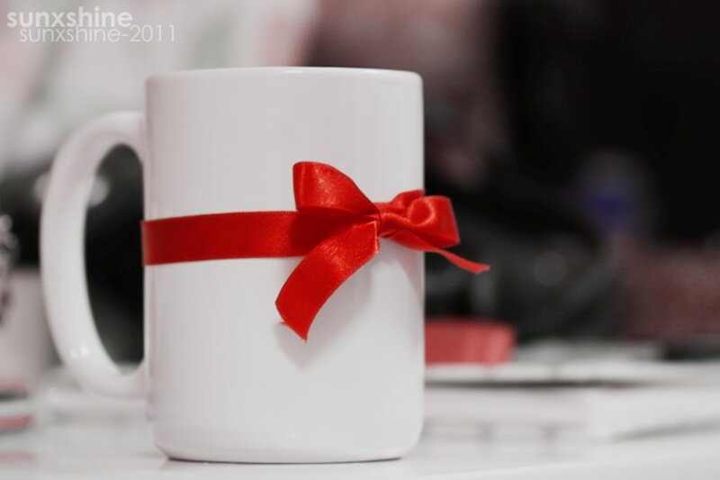 White Mug with Red Bow