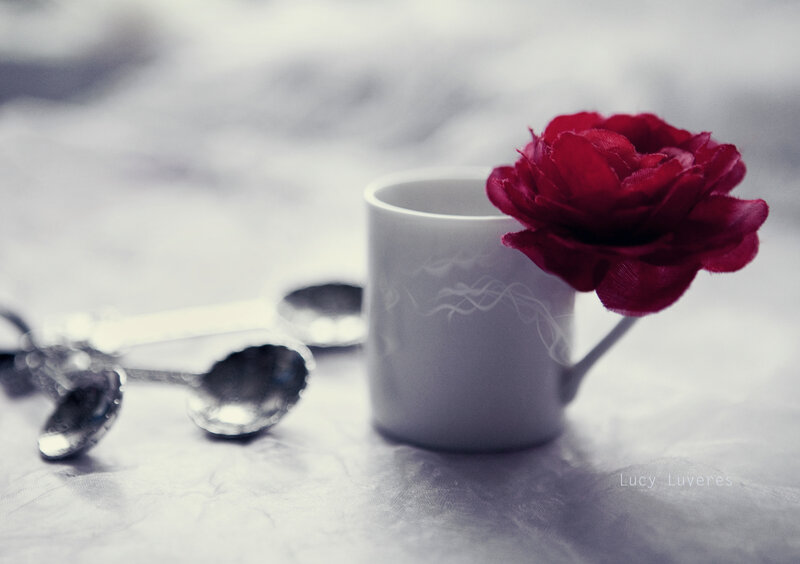 White Mug with Red Rose
