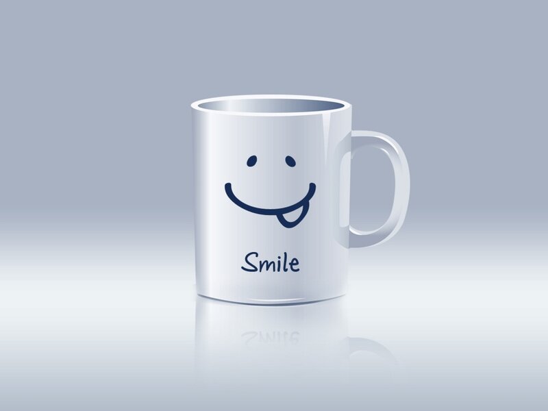 White Mug with Smiley Face
