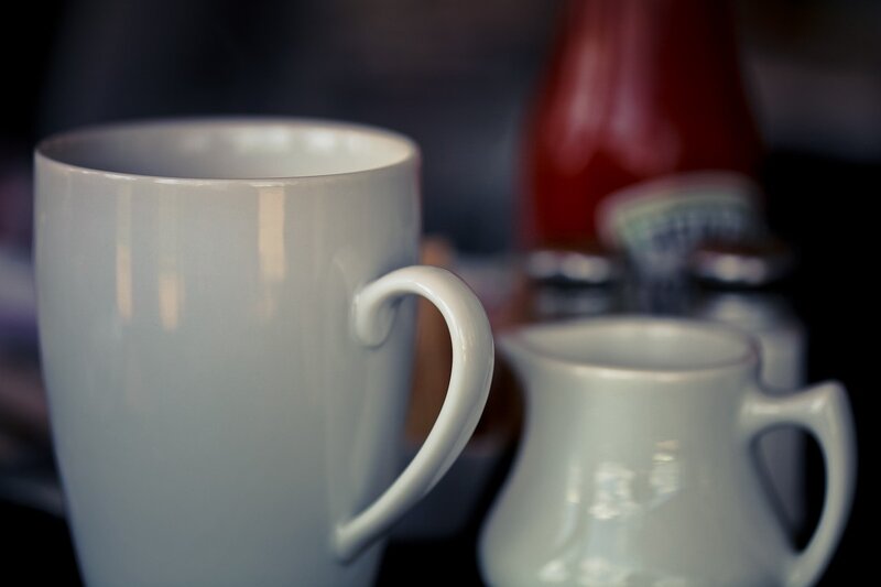 White mugs on a table