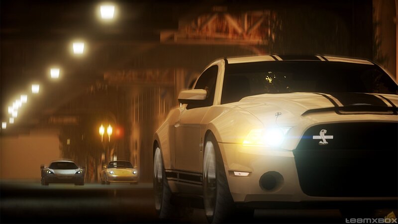White Muscle Car at Night