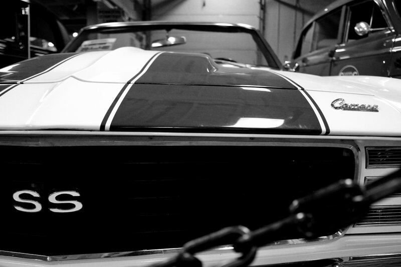 White Muscle Car — Black, Dramatic