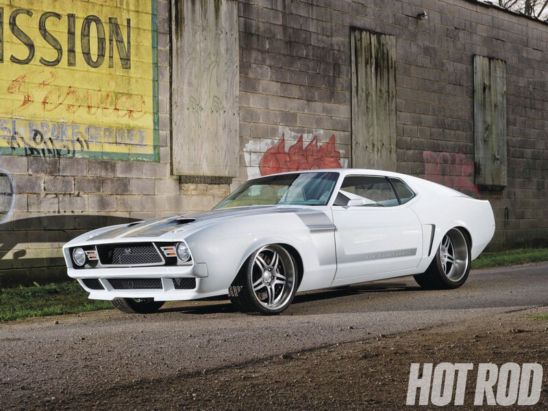 White Muscle Car — Dramatic, Afternoon, Photograph, Brick Wall