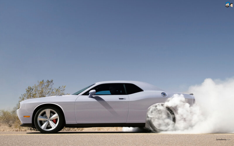 White Muscle Car — Dramatic, Afternoon, Photograph, Smoke