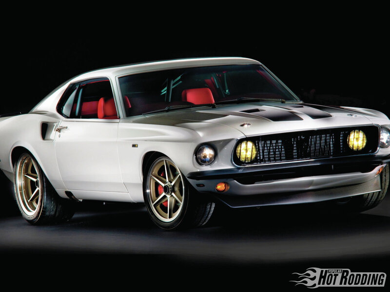 White Muscle Car — Dramatic, Photograph, Red Seats