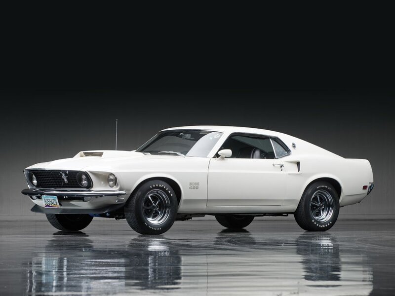White Muscle Car — Dramatic, Photograph, Showroom, Reflection