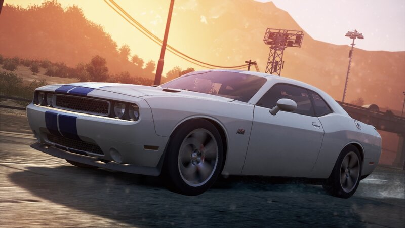 White Muscle Car — Dramatic, Sunset, 3d Render