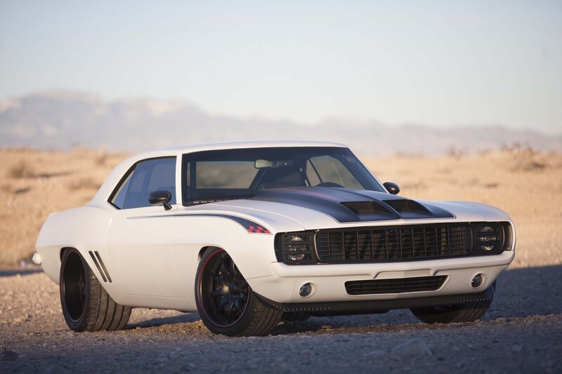 White Muscle Car — Dramatic, Sunset, Photograph, Desert