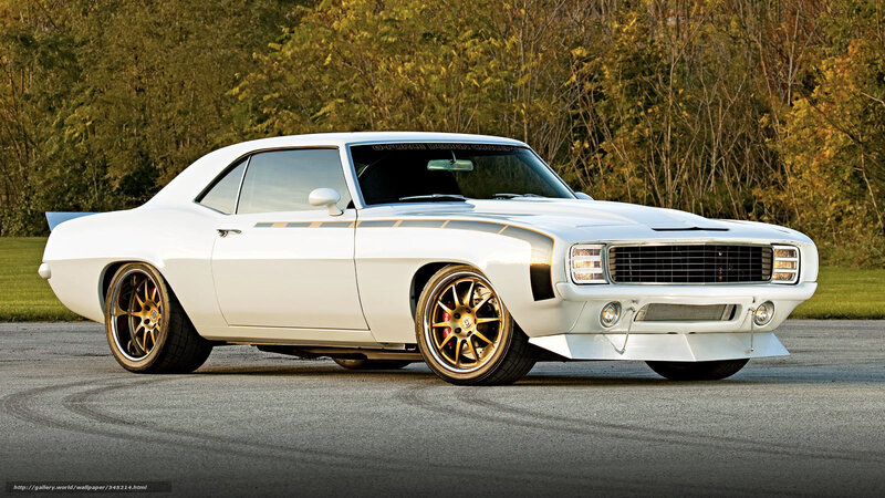 White Muscle Car — Dramatic, Sunset, Photograph, Trees
