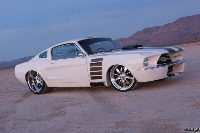 White Muscle Car — Dramatic, Sunset