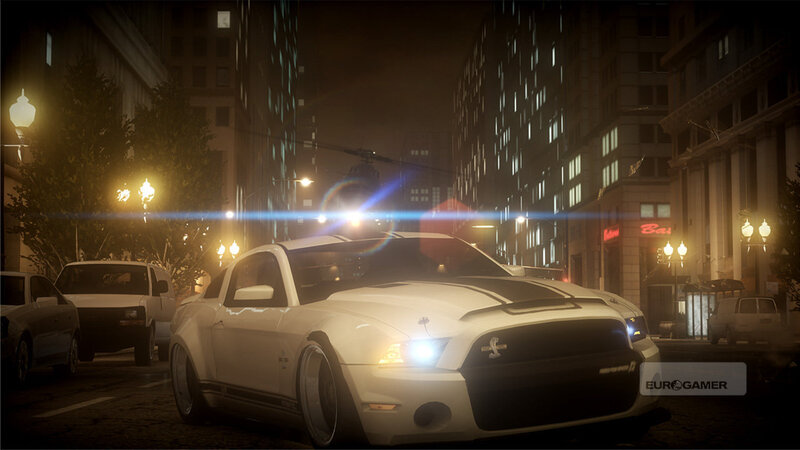 White Muscle Car in City