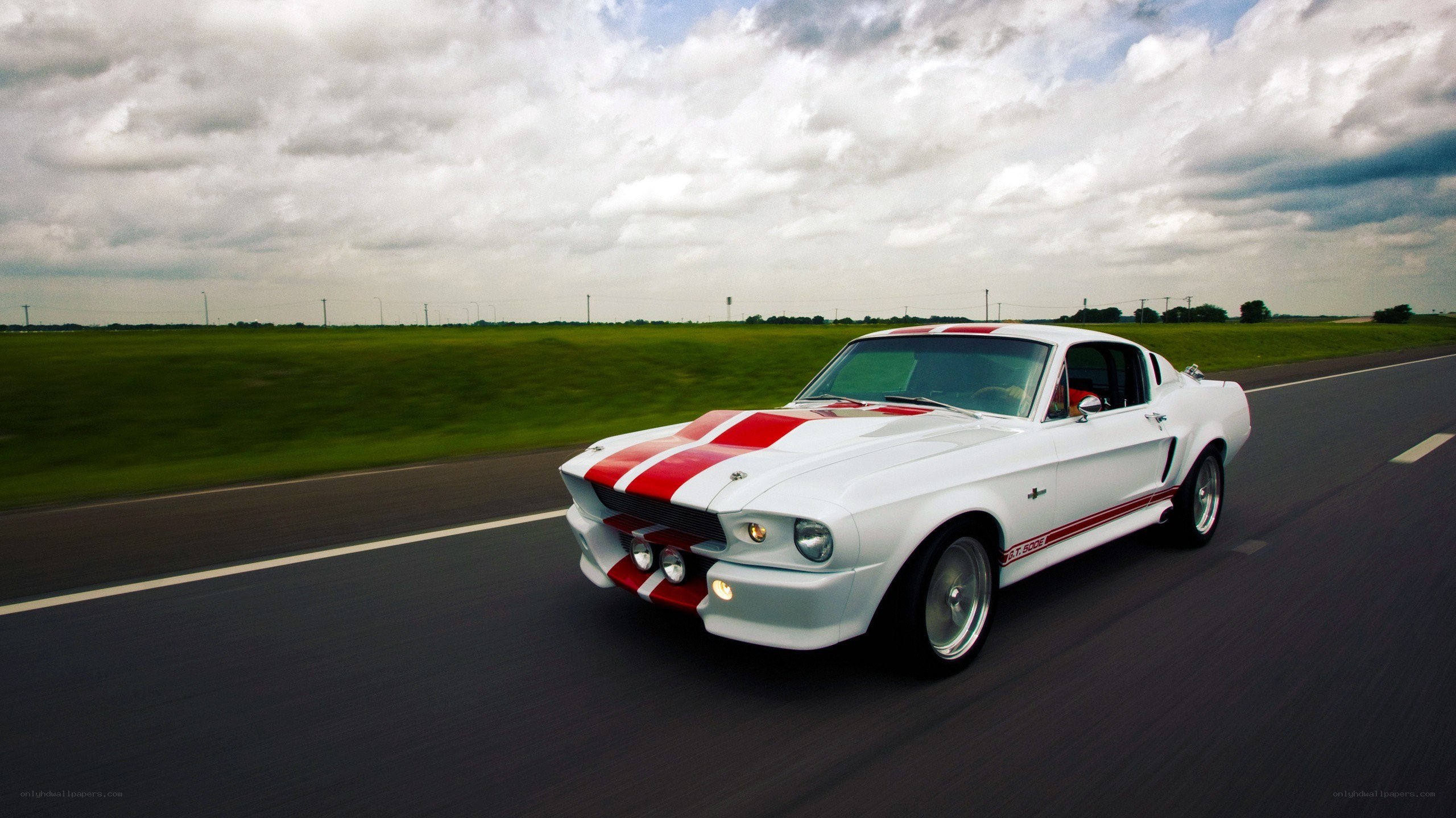 white muscle car on road
