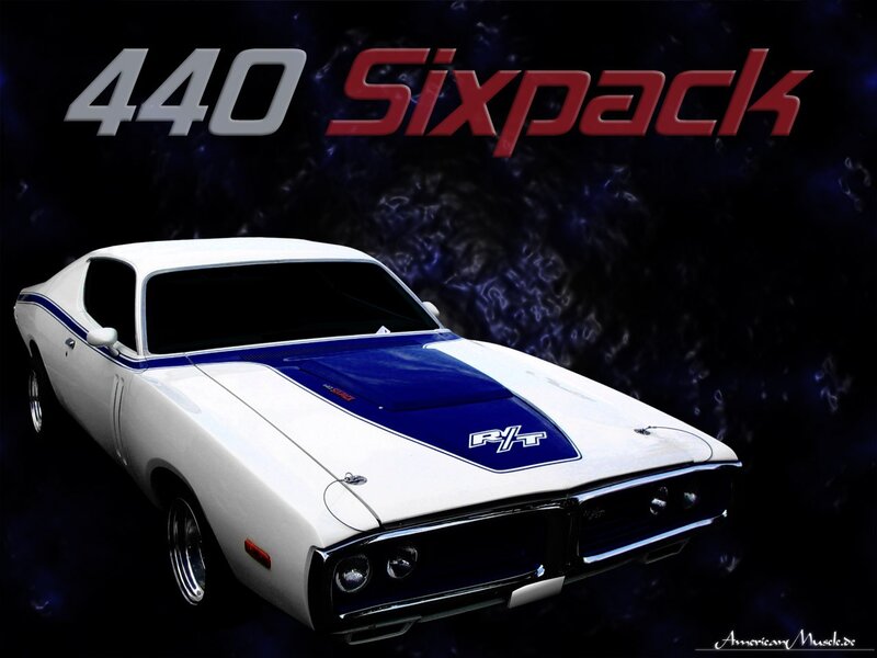White muscle car with blue stripes