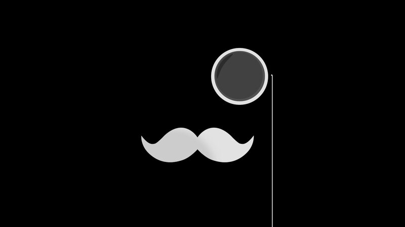 White Mustache and Monocle — Black, Minimalist