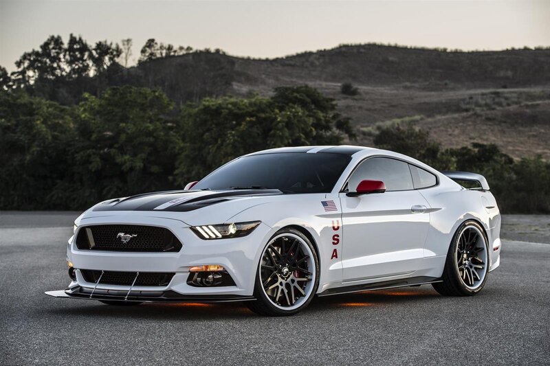 White Mustang Car — Dramatic, Sunset