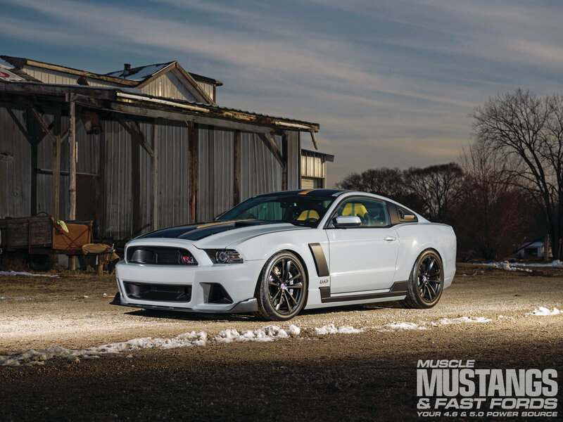 White Mustang Car — Dramatic, Winter
