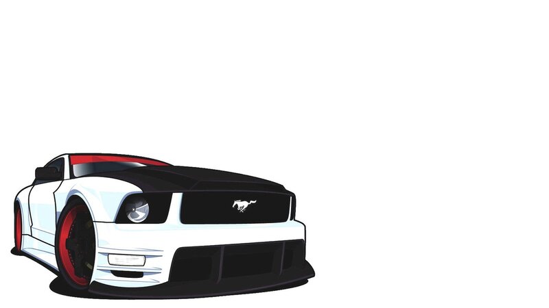 white mustang car illustration