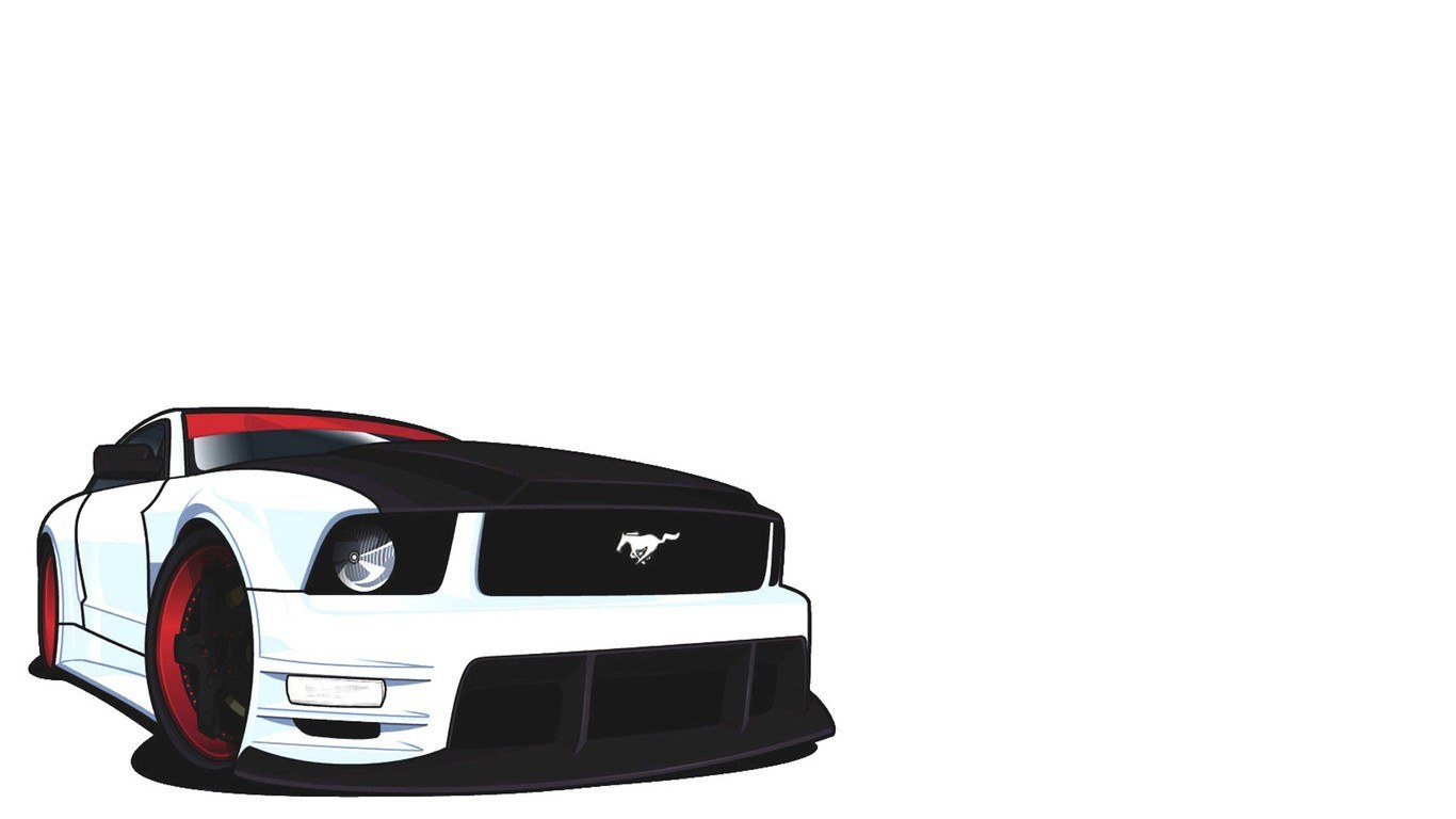 white mustang car illustration