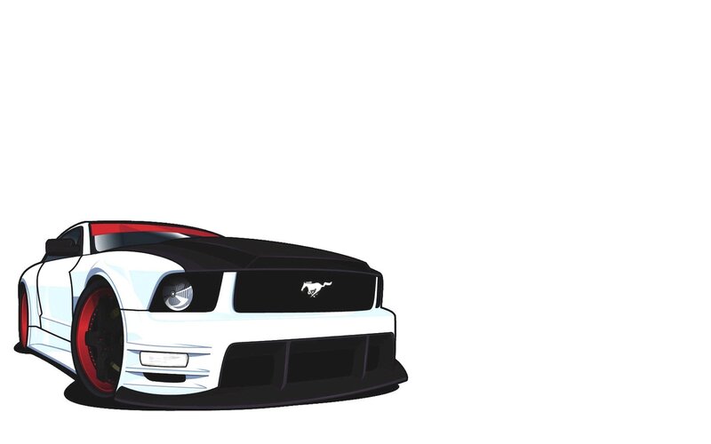 white mustang car illustration