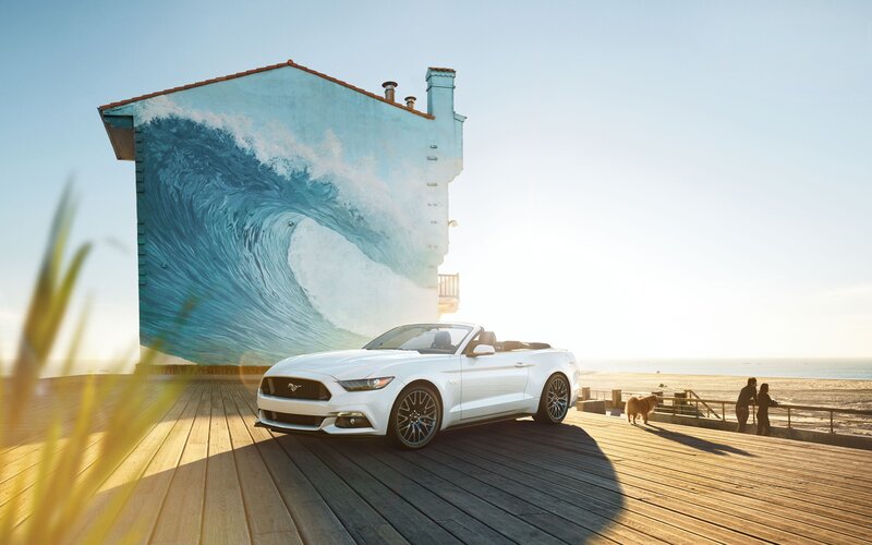 White Mustang Convertible — Serene