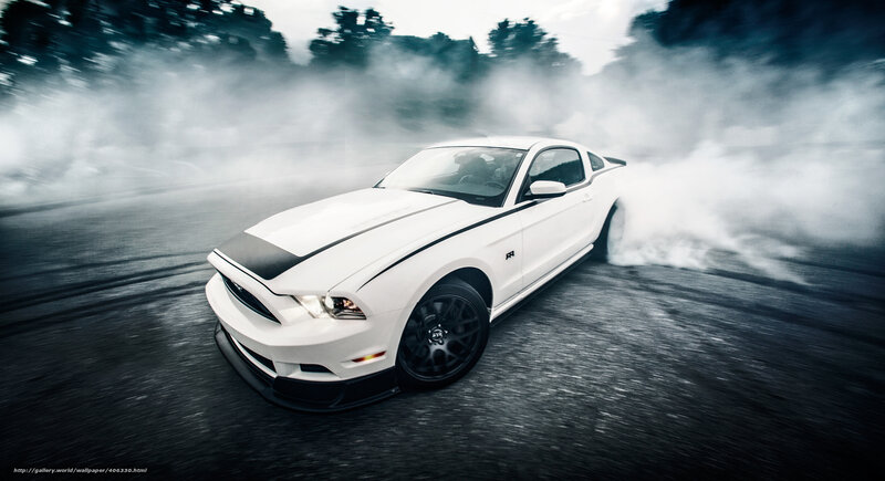 white mustang drifting
