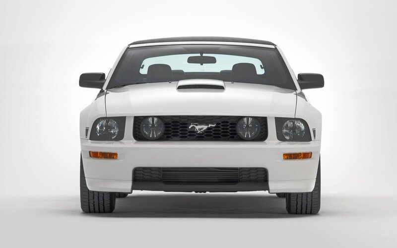white mustang front view
