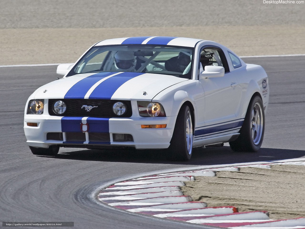 white mustang on racetrack
