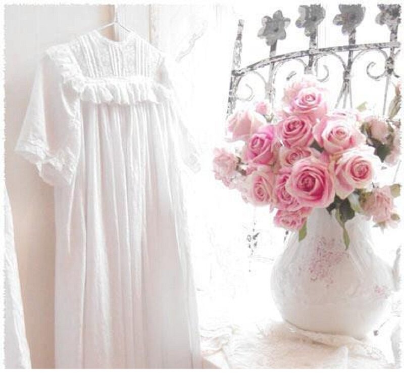 White Nightgown and Roses
