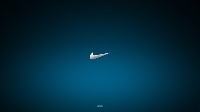 White Nike Swoosh Logo — Blue