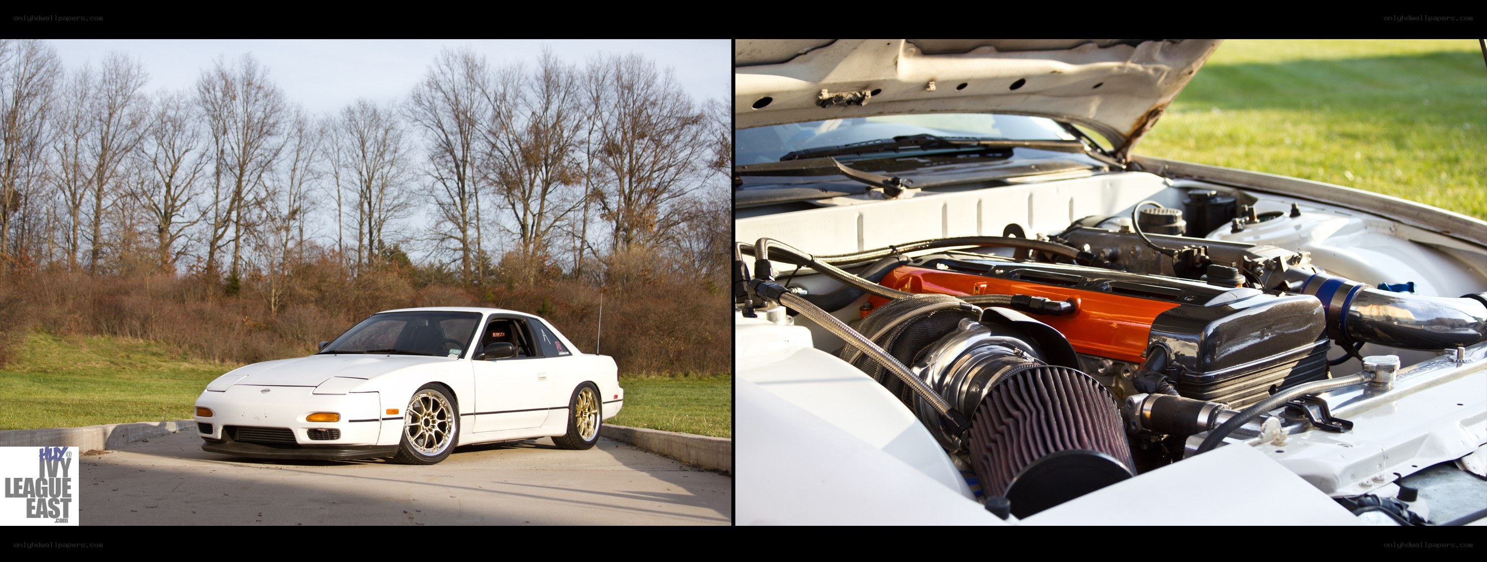 white nissan 240sx with engine mods