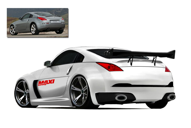 White Nissan 350Z with rear spoiler