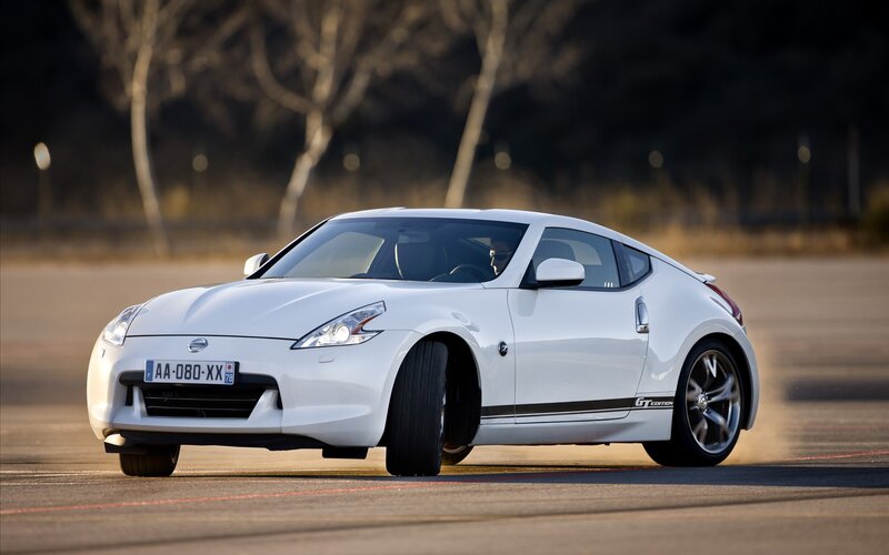 White Nissan 370Z on a track
