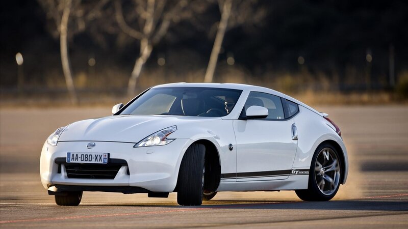 White Nissan 370Z on a track
