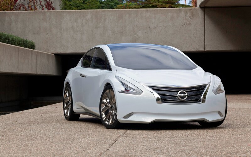 White Nissan Concept Car — Modern, Afternoon, Photograph