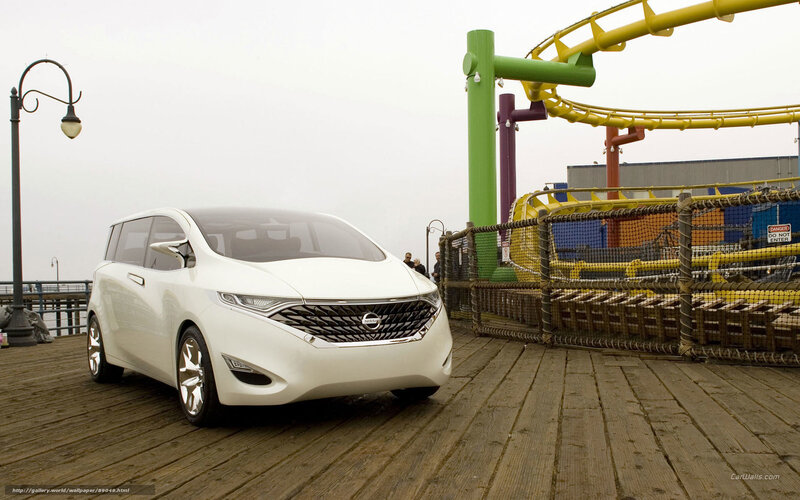 White Nissan concept car on pier