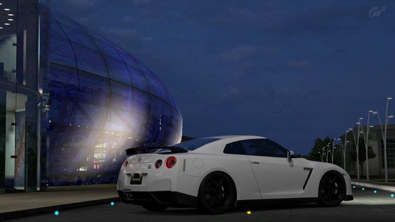 White Nissan GT-R at night