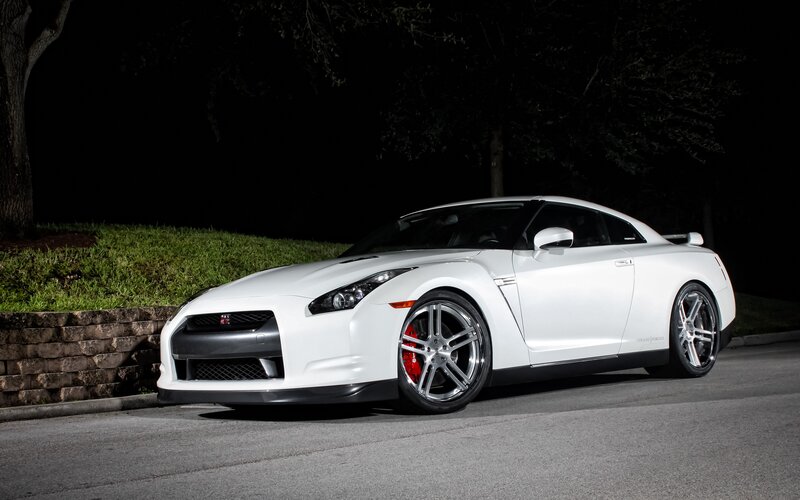 White Nissan GT-R at night
