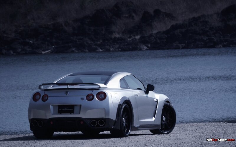 White Nissan GT-R by the water
