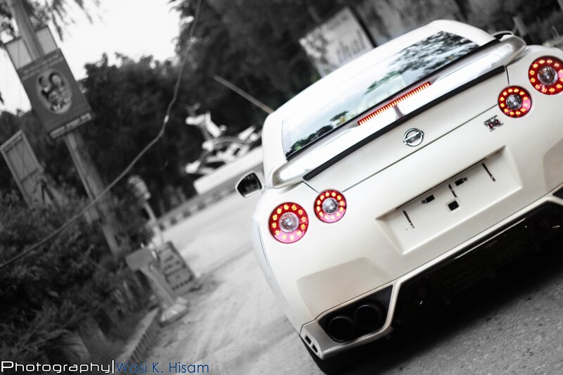 White Nissan GT-R Car — Dramatic, Photograph