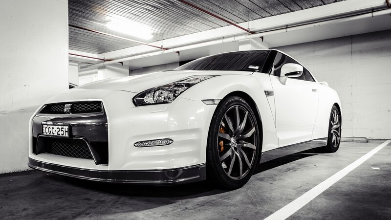White Nissan GT-R — Dramatic, Photograph, Car, Parking Garage